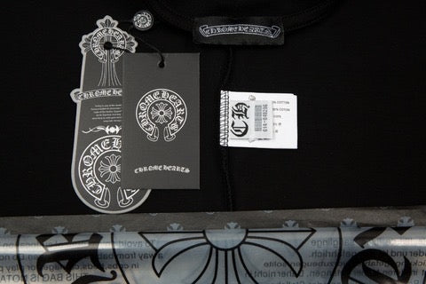 Chrome heart black leather Cross Patch Tee