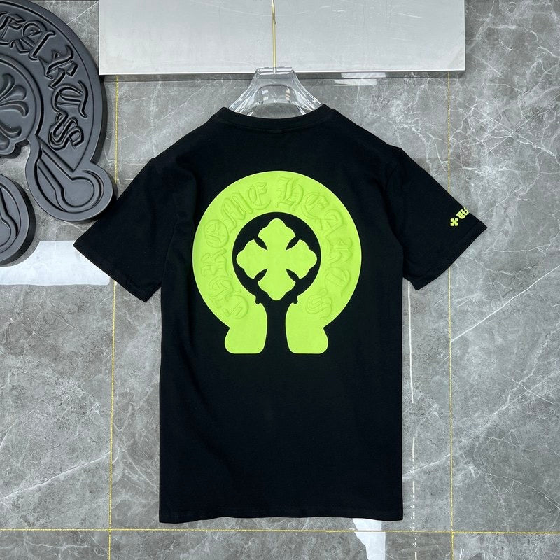 Chrome heart Black/Neon Puff print T-shirt
