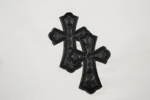 Chrome heart White leather Cross Patch Tee