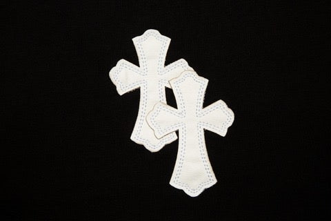 Chrome heart black leather Cross Patch Tee