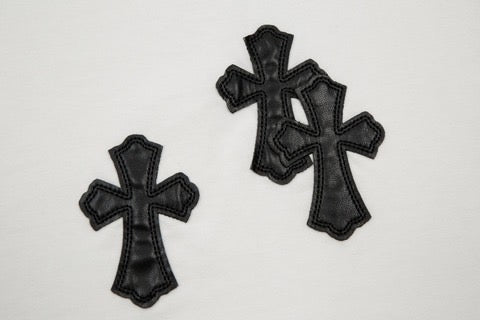 Chrome heart White leather Cross Patch Tee