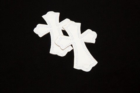Chrome heart black leather Cross Patch Tee