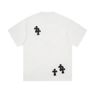 Chrome heart White leather Cross Patch Tee