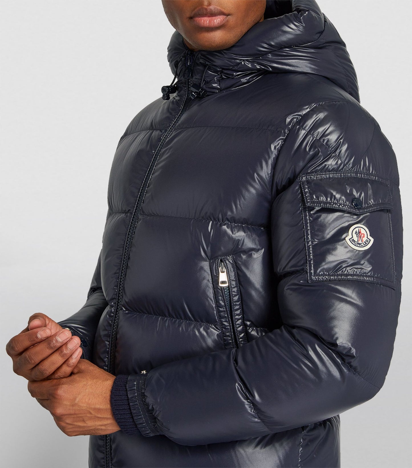 MONCLER- Navy Maya Logo-Appliquéd Quilted Glossed-Shell Hooded Down Jacket