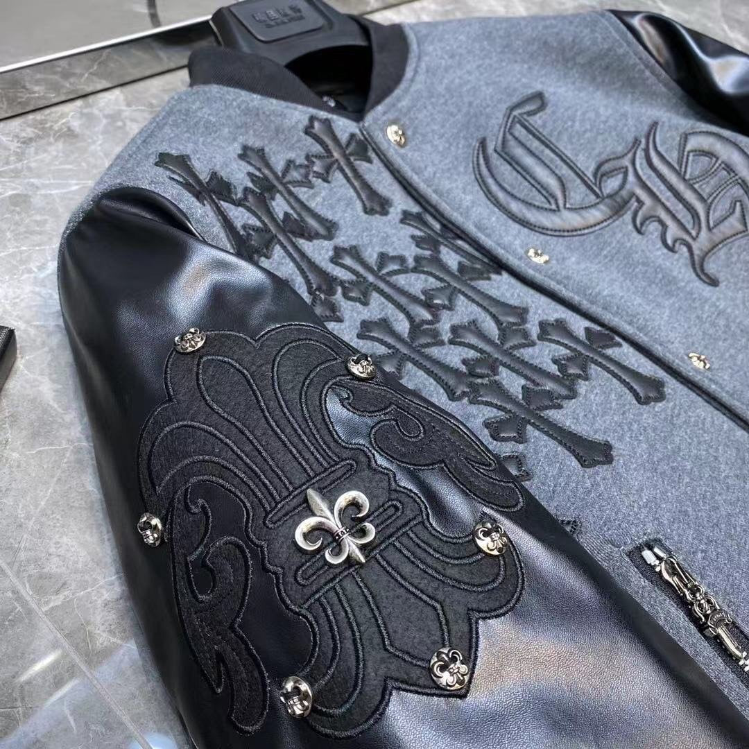 Chrome Hearts varsity leather Cross Patch jacket