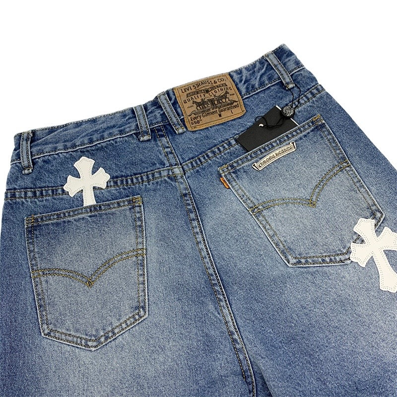 Chrome hearts White Patch Cross washed Blue Denim