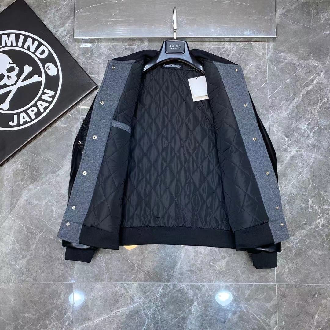 Chrome Hearts varsity leather Cross Patch jacket