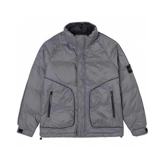 STONE ISLAND - Gray puffer Winter jacket