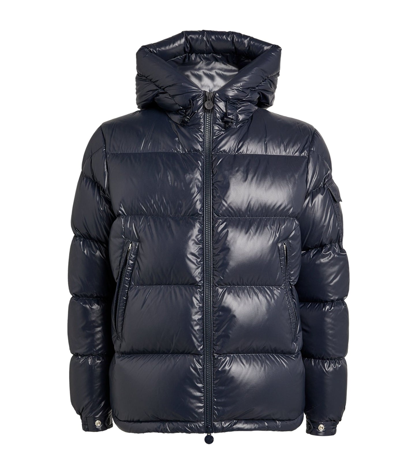 MONCLER- Navy Maya Logo-Appliquéd Quilted Glossed-Shell Hooded Down Jacket