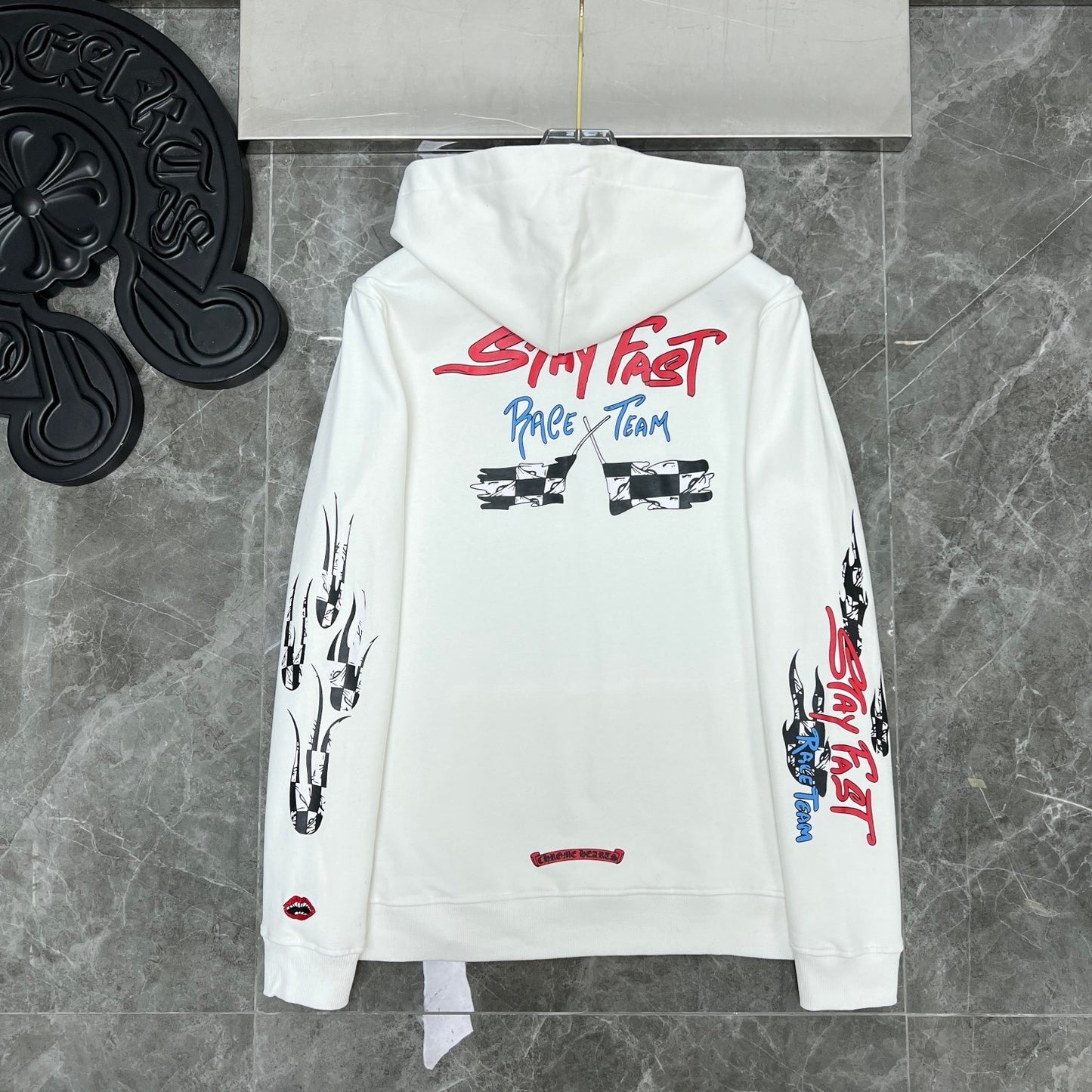 Chrome hearts Stay fast White hoodie