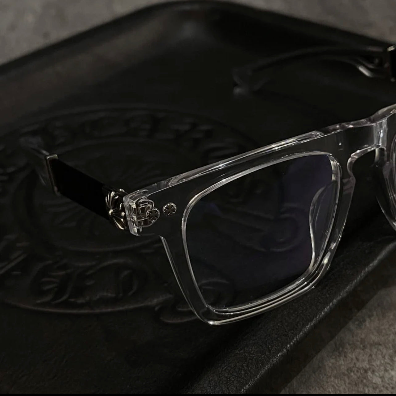 Chrome Hearts clear square silver  frames