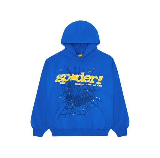 SP5DER- Spider Worldwide Web Hoodie TC Blue