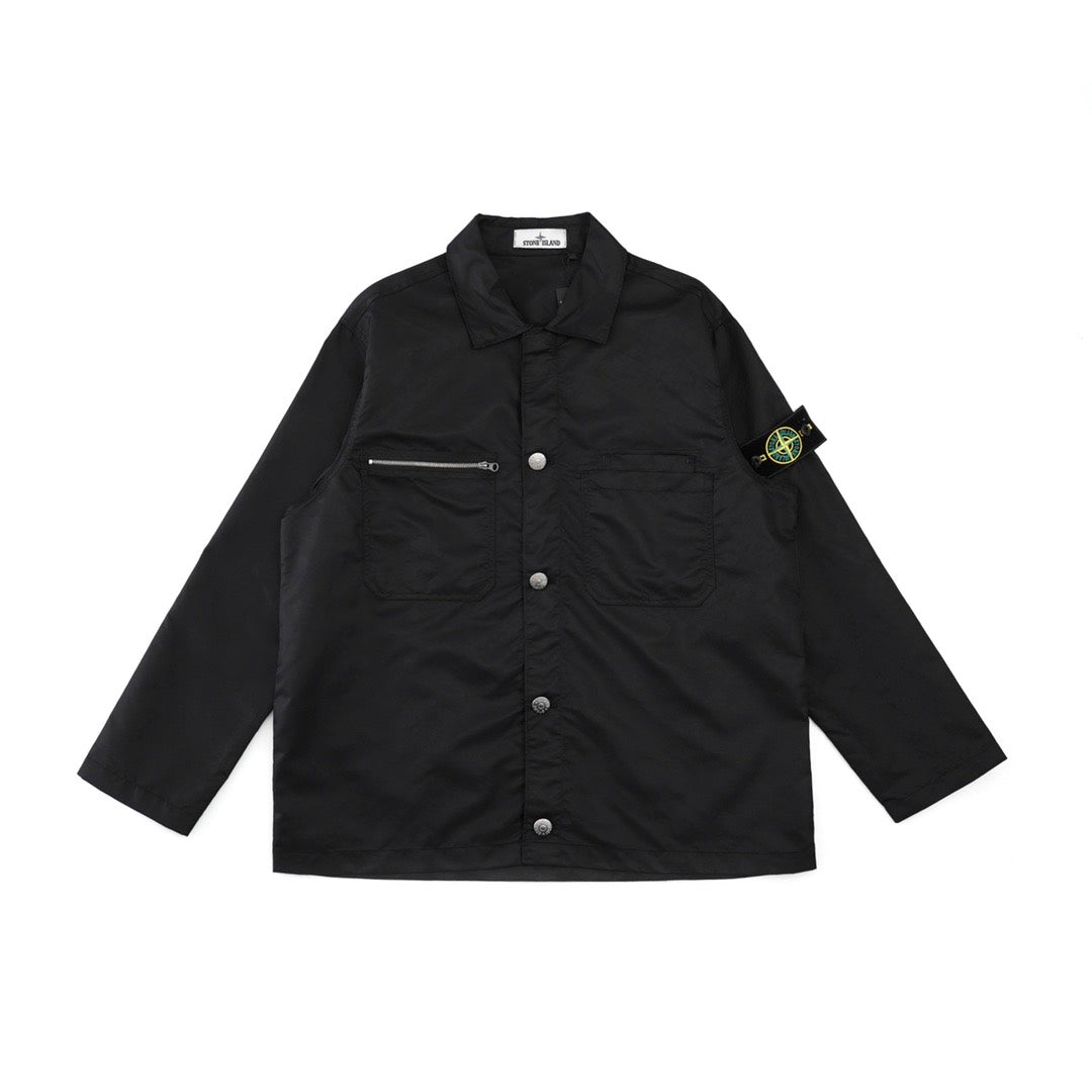 STONE ISLAND - Black Button up shirt jacket