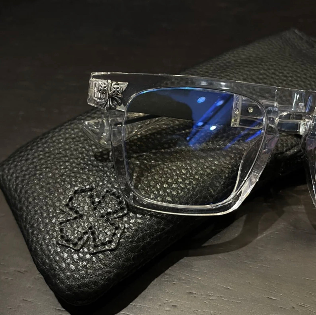 Chrome Hearts clear square silver  frames