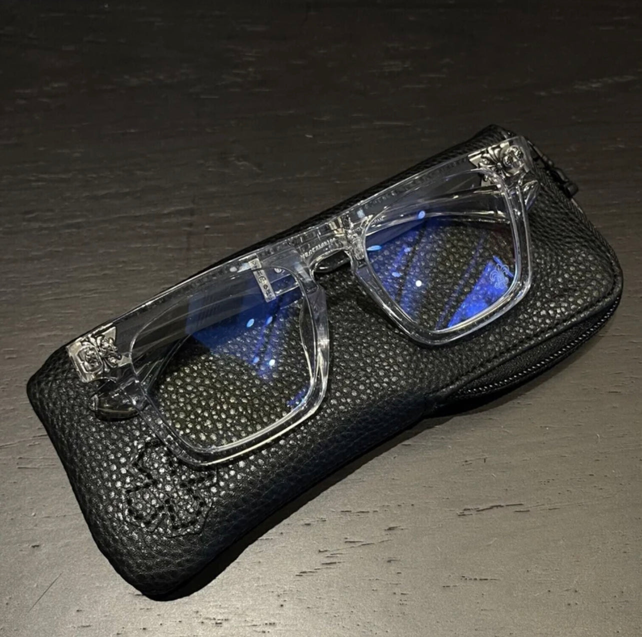 Chrome Hearts clear square silver  frames