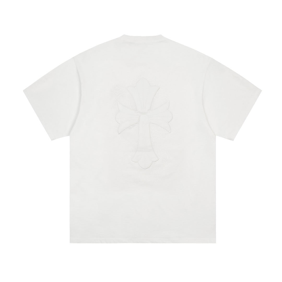 Chrome heart White leather Cross Patch Tee