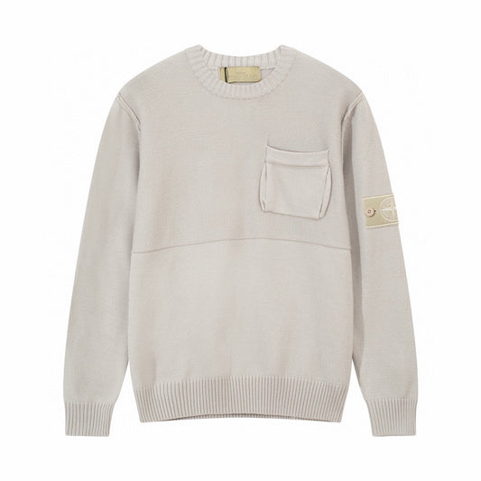 STONE ISLAND - Cream printed Crewneck