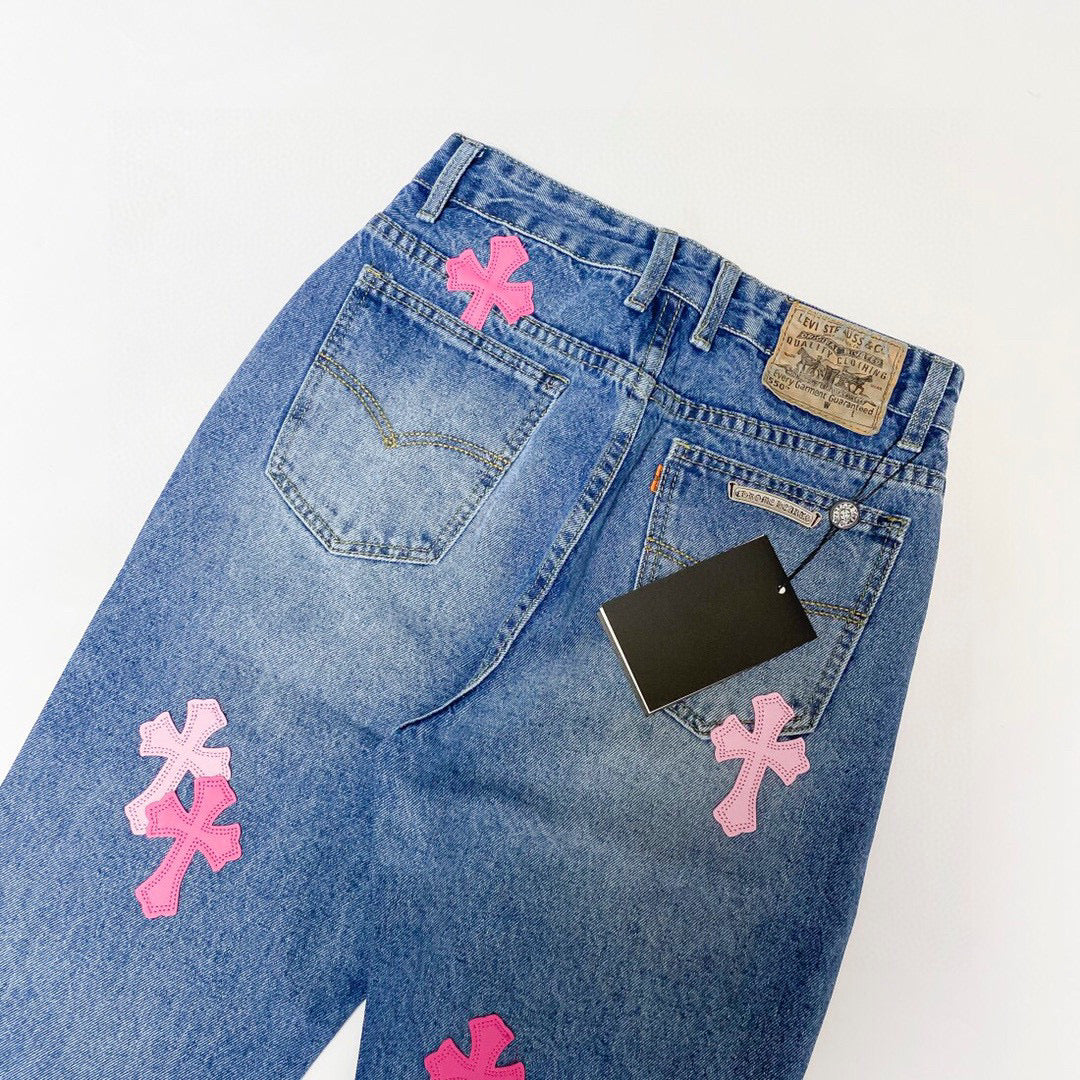 Chrome Hearts Rose Blue Denim